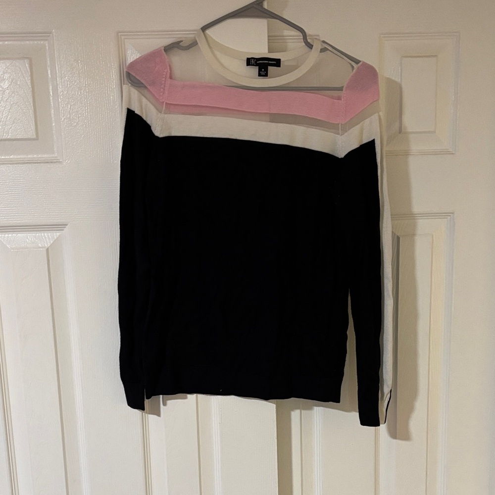 INC International Concepts Illusion Stripe Sweater - Pink